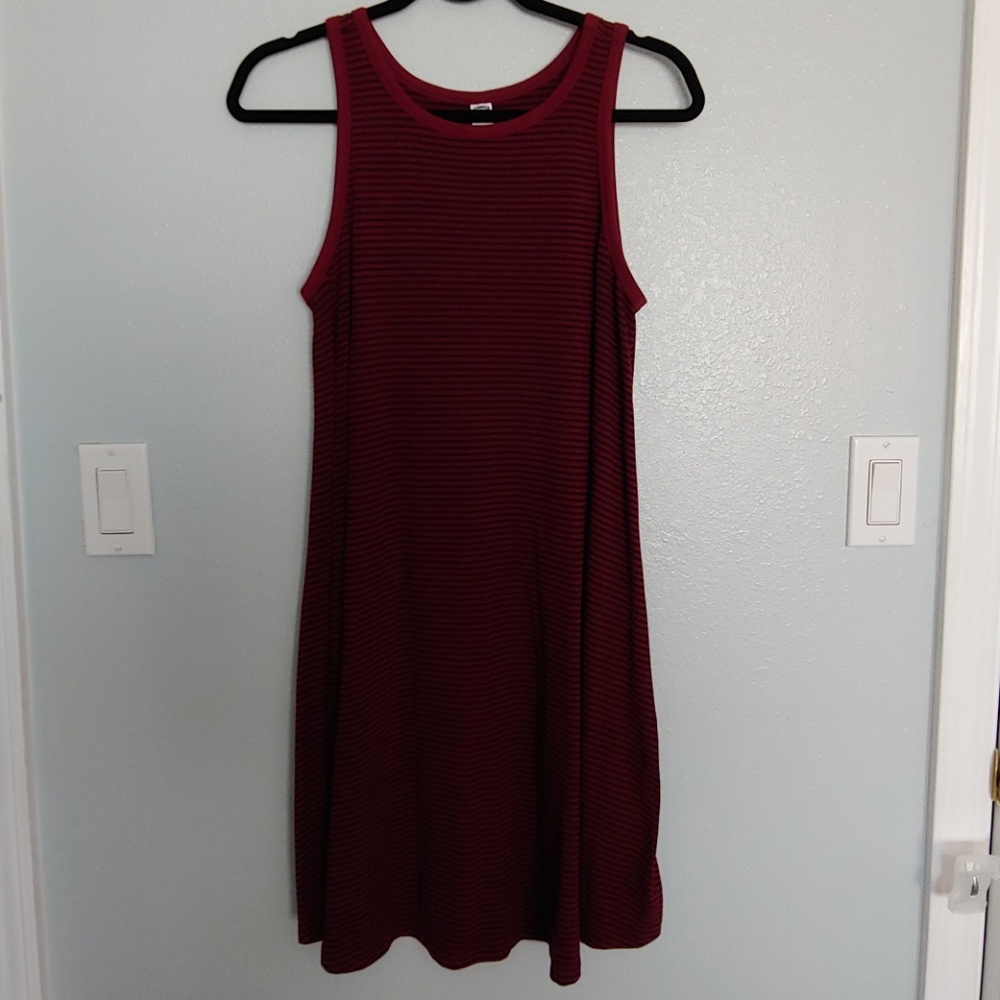 Burgundy & Black Striped Dress